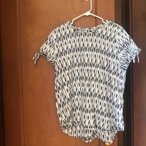 Indigo Blue and White Ikat Print Loft Top
